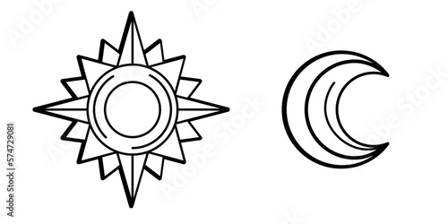 Foto Set of sun and moon