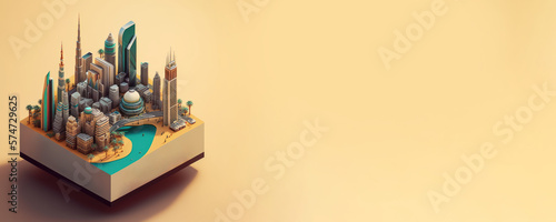 Foto Square-shaped miniature of Dubai featuring a collection of the Burj Khalifa and