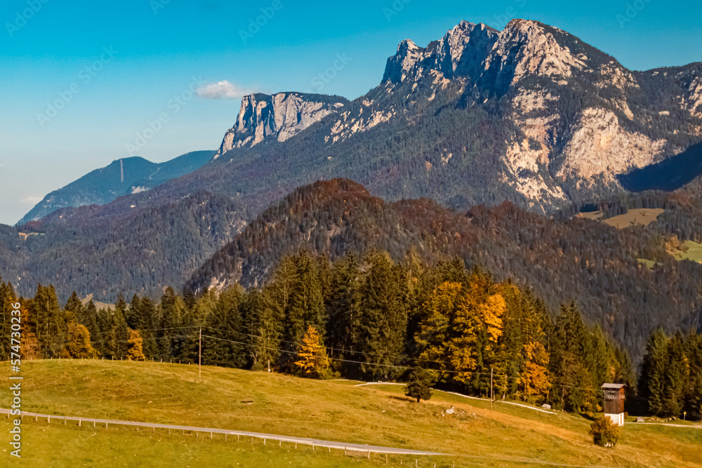 Beautiful alpine autumn or indian summer landscape view at the famous Loferer Alm, Lofer, Salzburg, Austria Beautiful alpine autumn or indian summer landscape view at the famous Loferer Alm, Lofer, Salzburg, Austria