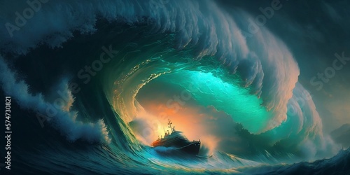 Storm in the ocean, generative AI