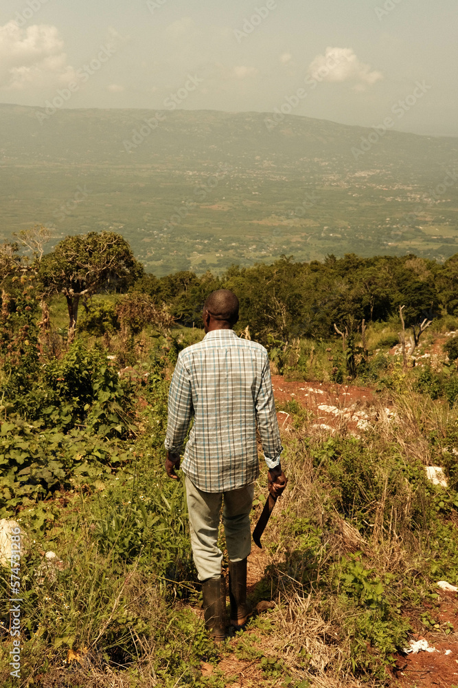 man walking in the field