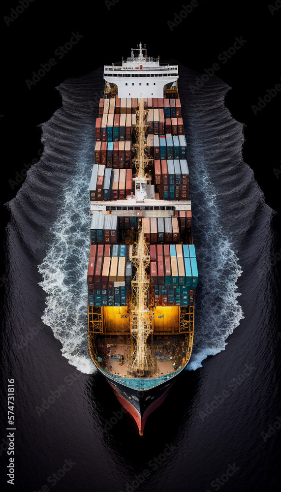 Cargo Container ship at the ocean, supply chain visualization, illustration Generative Ai Cargo Container ship at the ocean, supply chain visualization, illustration Generative Ai