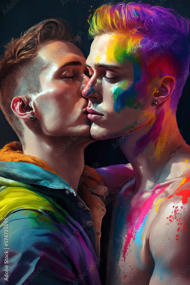 Obraz premium Gay couple in love. AI generativ.