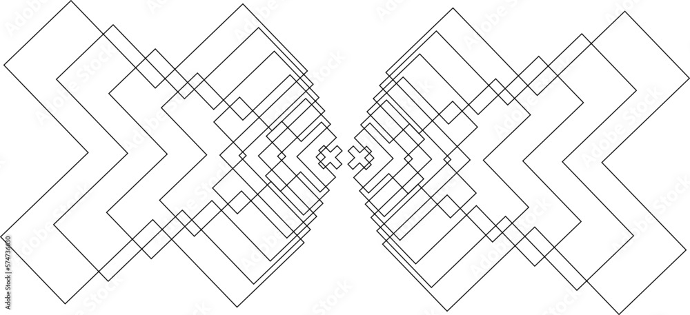 Geometric Fractal Line Cross Shape. Frame
