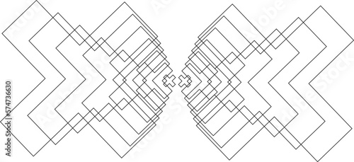 Geometric Fractal Line Cross Shape. Frame