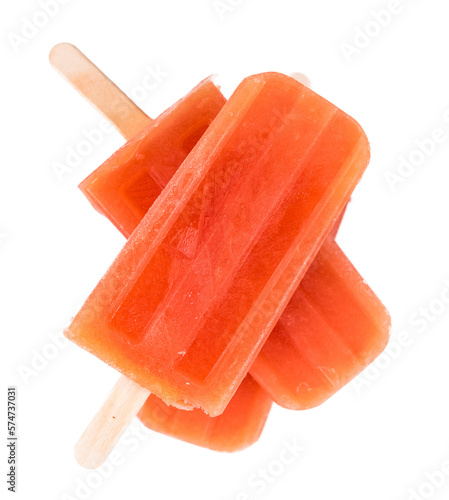 Grapefruit Popsicles on transparent (background, selective focus)