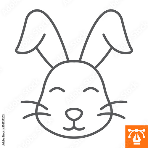 Easter rabbit line icon , outline style icon for web site or mobile app, holiday and easter, cute bunny vector icon, simple vector illustration, vector graphics with editable strokes.