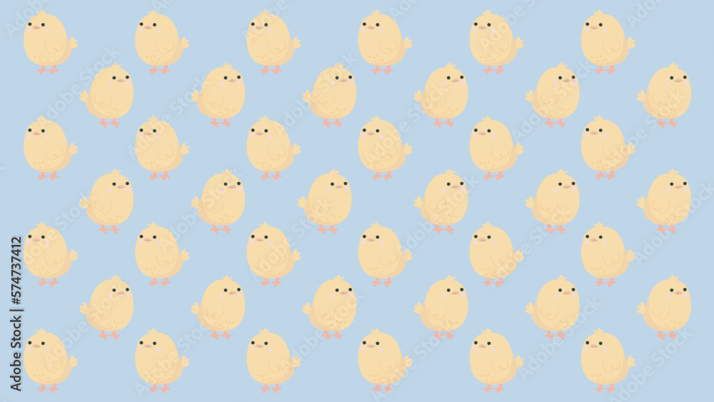 Blue seamless pattern with chickens for Easter holiday