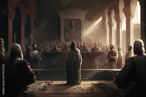 Fotografiet The trial of Jesus before Pontius Pilate