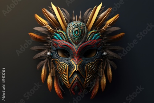 A tribal realistic mask depicting a voodoo magician or shaman. Perfect for spiritual themes Generative AI photo