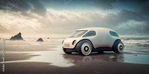 Retrofuturistic concept car  inspired by Subaru 360  generative AI