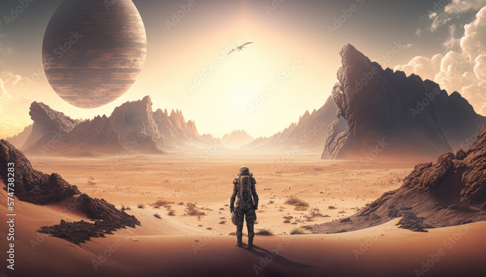 The Lost Astronaut's Search for Hope on a Desolate Planet, AI Generative