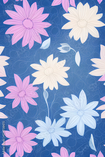 Beautiful Hand Drawn Watercolor Flowers Pattern In Pastel Colors On A Plain Background, created with generative AI technology