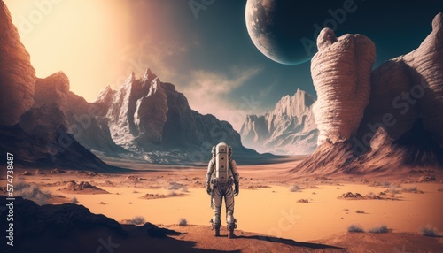 The Forsaken Wasteland: A Lone Astronaut's Quest for Survival, AI Generative