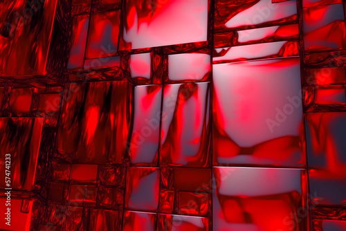 abstract surreal red glass cubes wallpaper, created with generative ai