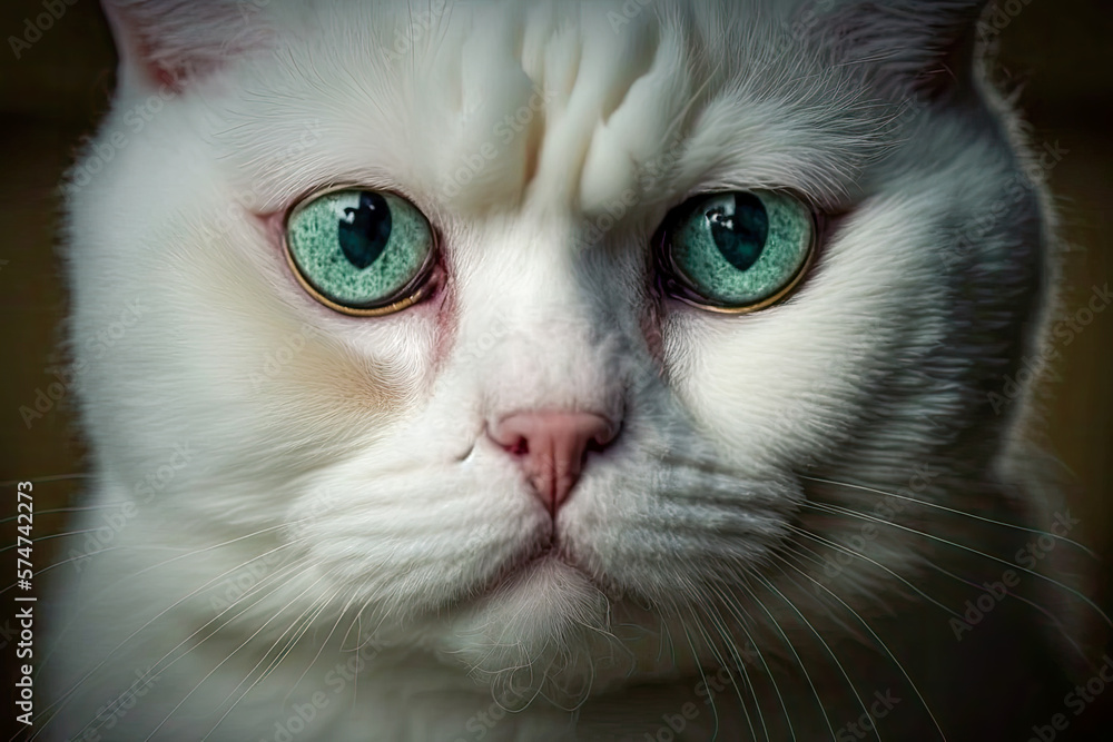 Close up face portrait of a sad cat
