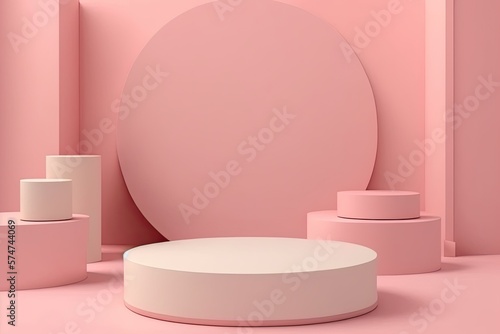 3D render of a podium scene, Pink product showcase background, Generative AI Digital Illustration