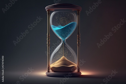 Hourglass isolated on a dark background, Generative AI Digital Illustration
