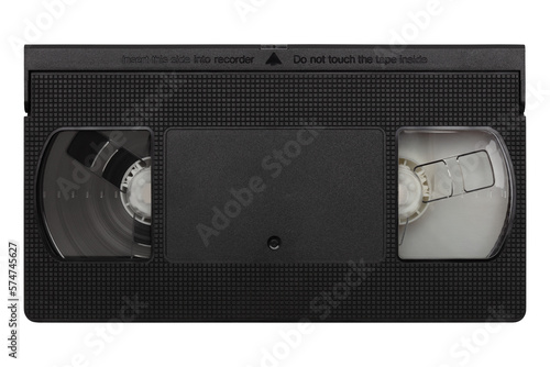 Alte VHS Videokassette freigestellt mit transparentem Hintergrund, Top View