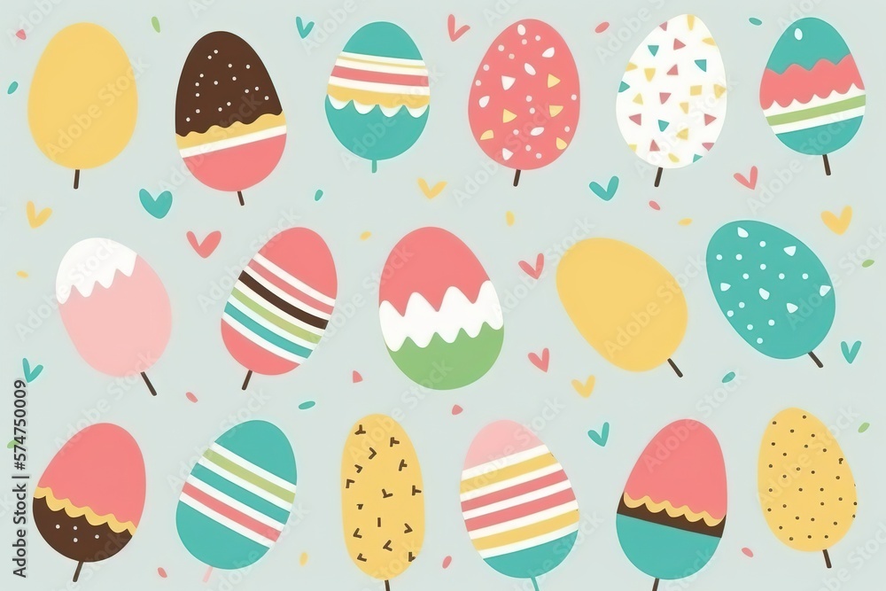 Cute hand drawn easter eggs horizontal seamless pattern, fun easter decoration, great for banners, wallpapers, cards - vector design Cute hand drawn easter eggs horizontal seamless pattern, fun easter decoration, great for banners, wallpapers, cards - vector design