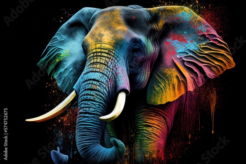 rainbow colored elephant