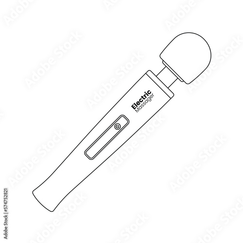 Electric Massager Outline Icon Illustration on Isolated White Background