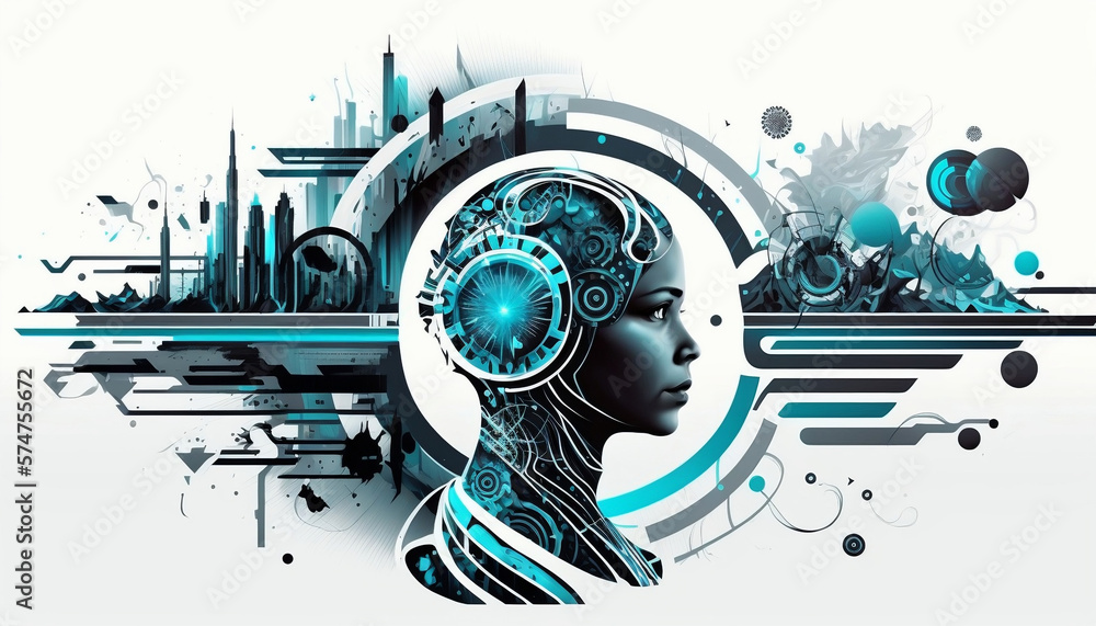 Obraz premium vector image on the theme of science and progress, technology of the future,blue and white colors 