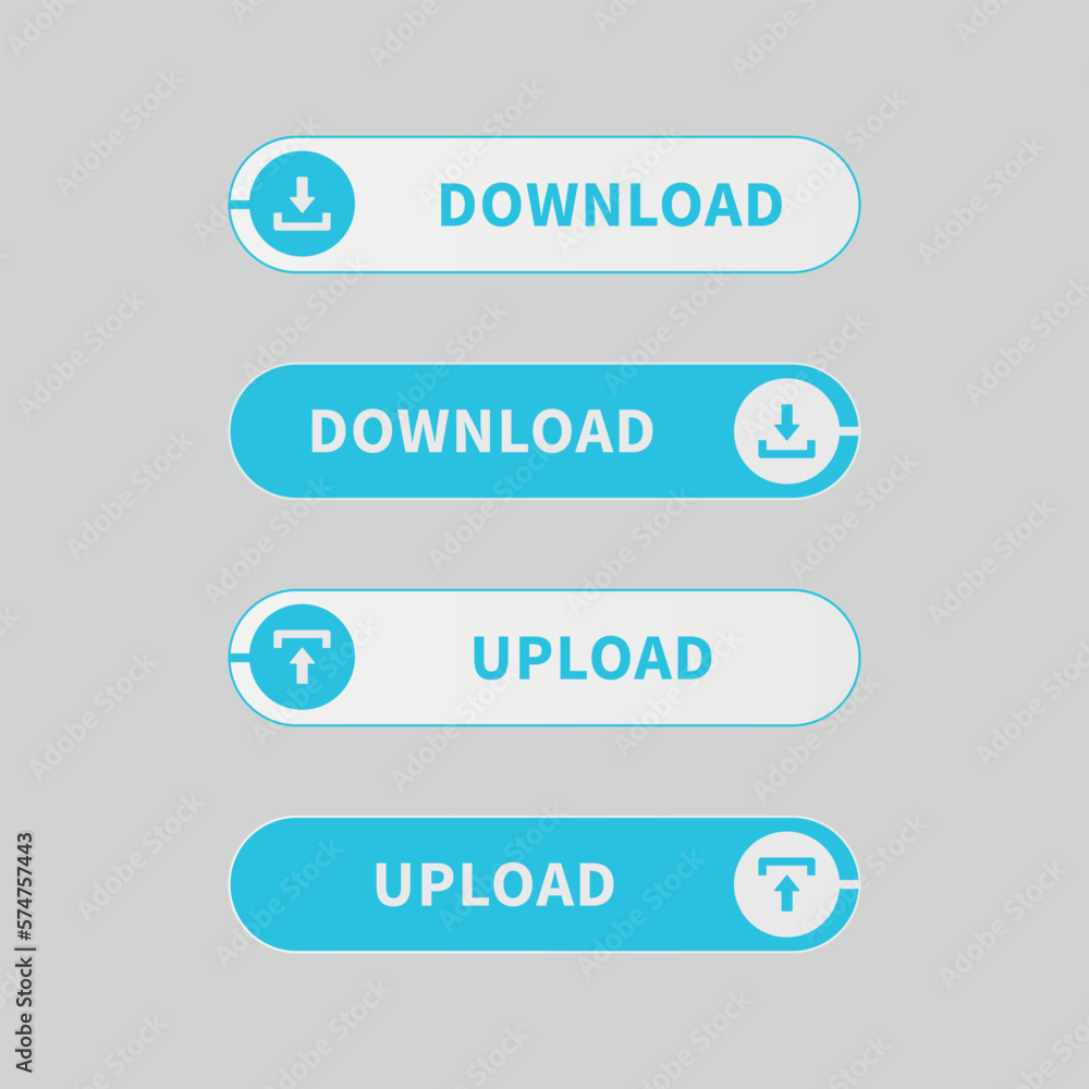 Set of download and upload buttons vector ui Set of download and upload buttons vector ui