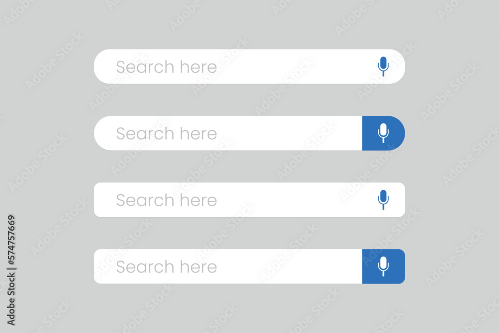 Set of search bar with Podcast microphone icon Set of search bar with Podcast microphone icon