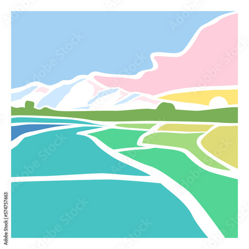 Colorful abstract rice field vector design