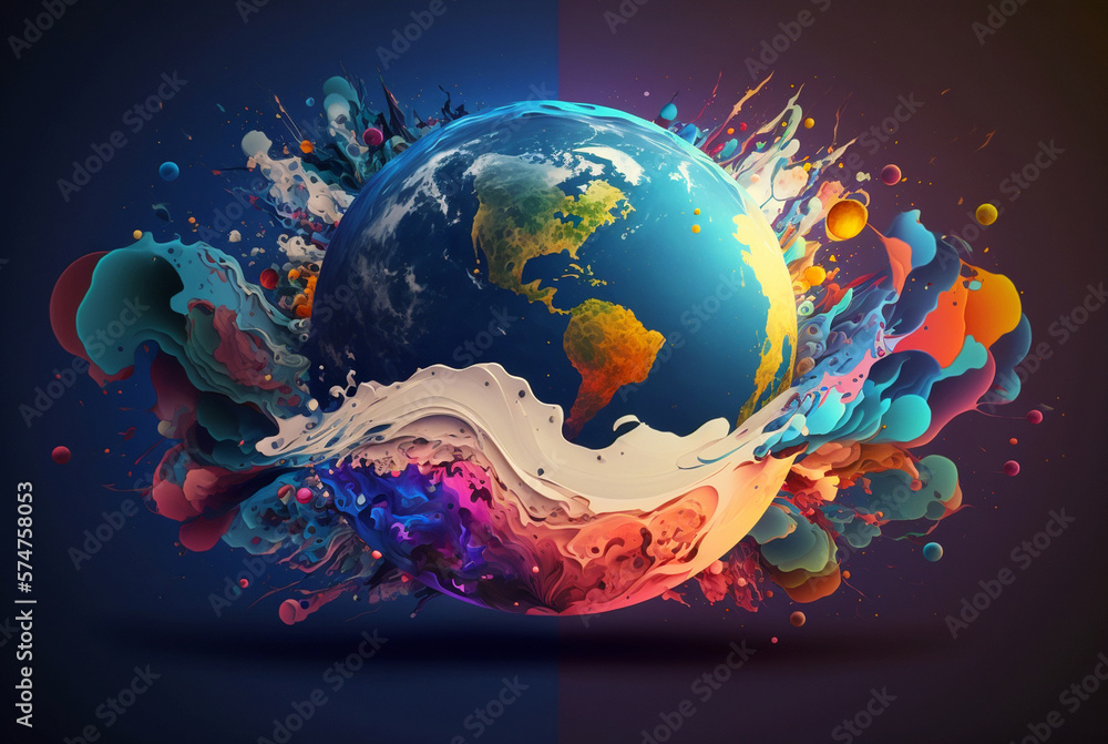 globe depicting Planet Earth with its water, landmasses and multi ...