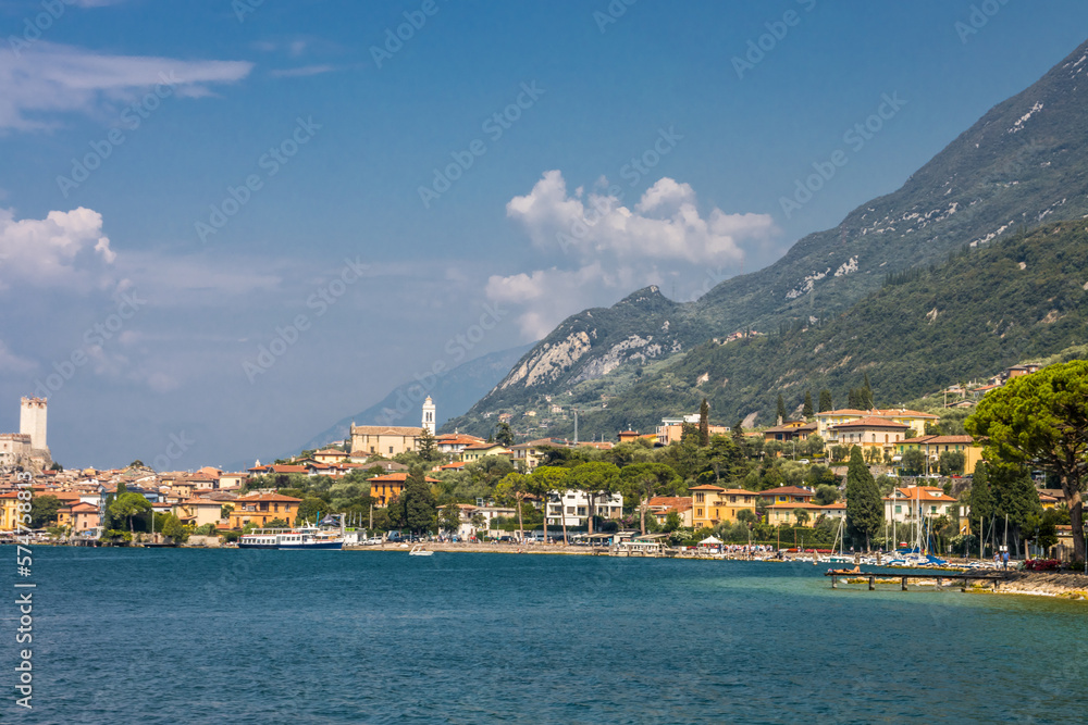 Sunny summer day in Malcesine resort on Lake Garda