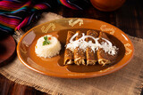 Chicken enmoladas. Also known as mole poblano enchiladas, they are a typical Mexican dish that is very popular in Mexico and the rest of the world.