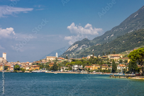 Sunny summer day in Malcesine resort on Lake Garda