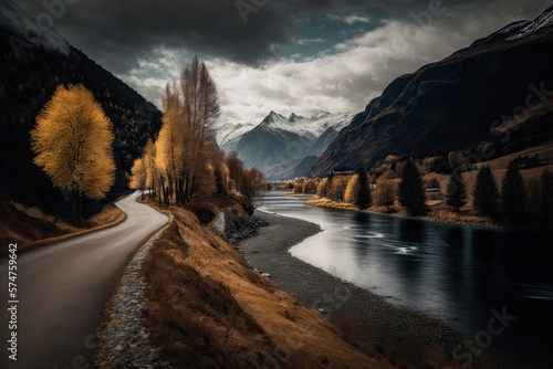 autumn countryside road, generative artificial intelligence © Tor Gilje