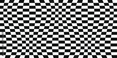 Seamless chess wavy pattern. Checkerboard seamless pattern. Print for interior, surfaces, packaging, design.