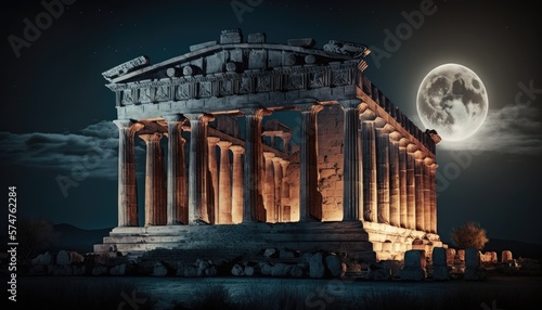 The Mystic Parthenon Temple: A Symbol of Greek Mythology, AI Generative