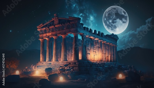 The Ghostly Parthenon: A Remnant of Ancient Greece, AI Generative