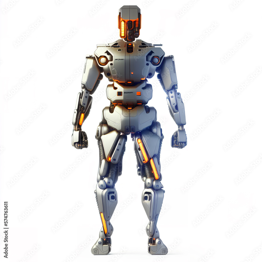 frontal stehender Roboter erstellt mit generativer AI frontal stehender Roboter erstellt mit generativer AI