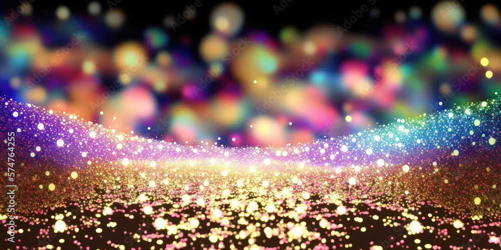 background of abstract glitter lights. RGB and black. banner, generative ai background of abstract glitter lights. RGB and black. banner, generative ai