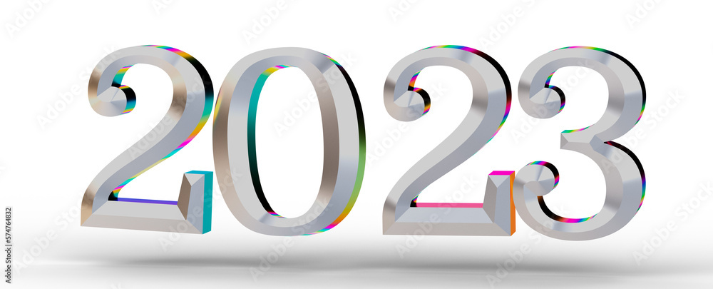 Year as Number - year 2023. 3D illustration numbers isolated white background Year as Number - year 2023. 3D illustration numbers isolated white background