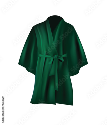 Green silk bathrobe. vector illustration