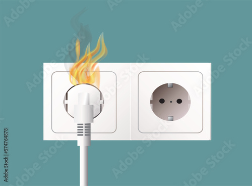 Short circuit electric outlet fire