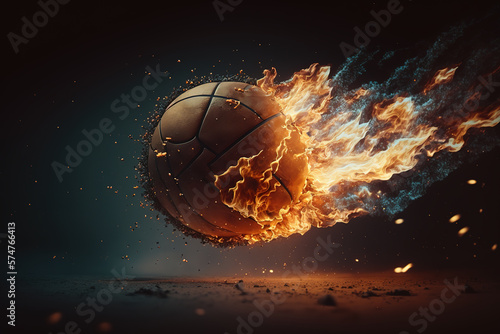 Falling Basketball ball on fire