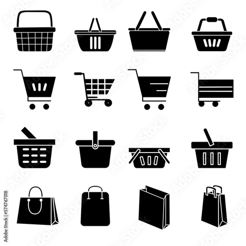 Basket icon vector set. Shop cart illustration sign collection. Shop pacage symbol. Shoping logo.
