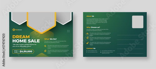 Real estate or marketing agency postcard template