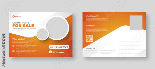 Real estate or marketing agency postcard template