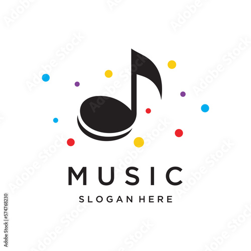 Creative musical note logo template abstract design for vocal , music , course, choir, singer ,education , concert.