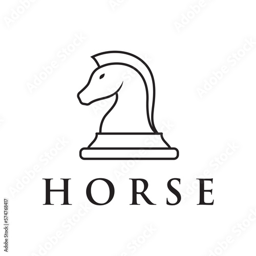 Chess strategy game Logo template with horse, king, pawn and rook. Logos for tournaments, chess teams and games.