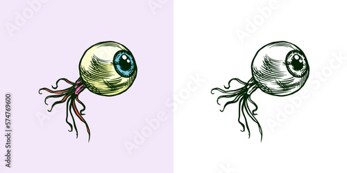 Cornea or Muscles of Human eye. Vintage engraving sketch. Doodle outline. Hand drawing.